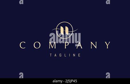 Logo Vector Golden su cui un'immagine astratta del monogramma della lettera H in un cerchio. Illustrazione Vettoriale