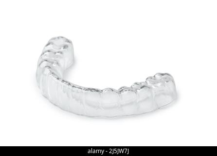 Protezione dentaria in silicone trasparente isolata su bianco Foto Stock