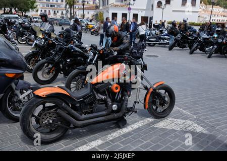 Mijas, Spagna. 23th aprile 2022. Incontro di Harley Davidson. Foto Stock