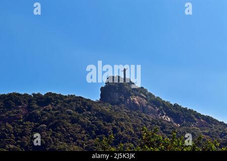 Foresta pluviale tropicale con Monte Corcovado sullo sfondo, Rio de Janeiro Foto Stock