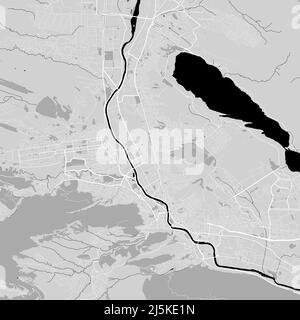 Mappa urbana di Tbilisi. Illustrazione vettoriale, poster grafico della mappa Tbilisi in scala di grigi. Immagine della mappa stradale con strade, vista dell'area metropolitana della città. Illustrazione Vettoriale