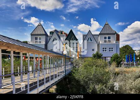 Attrattiva turistica del molo di Heringsdorf sull'isola di Usedom nella Germania settentrionale Foto Stock