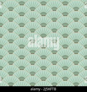 Green art deco Palm fan design senza cuciture pattern - Illustrazione vettoriale Illustrazione Vettoriale