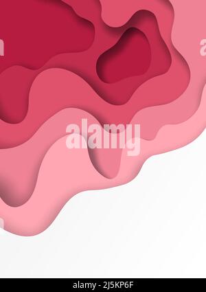 Forme di intaglio di carta rossa. Sfondo ritaglio astratto Illustrazione Vettoriale