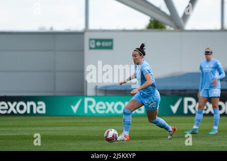 Manchester, Regno Unito. 24th Apr 2022. Lucy Bronze (#20 Manchester City) durante la partita della fa Womens Super League tra Manchester City e Leicester City all'Academy Stadium di Manchester, Inghilterra Paul Roots/SPP Credit: SPP Sport Press Photo. /Alamy Live News Foto Stock