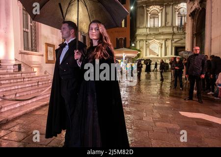 Bianca Brandolini D'Adda è stata vista in arrivo alla manifestazione Dior del 23 aprile 2022 a Venezia, in occasione della Mostra Internazionale d'Arte 59th. Foto Stock