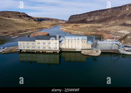 Splendida vista della diga di Swan Falls sul fiume Snake Idaho Foto Stock