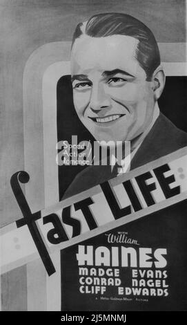 Mostra di cinema dipinto a mano con opere di Harold E. Nelson per WILLIAM HAINES in FAST LIFE 1932 registi HARRY A. POLLARD e SAM WOOD Metro Goldwyn Mayer Foto Stock