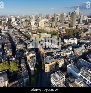 Clerkenwell e Farringdon verso la tenuta e il centro di Barbican, londra, inghilterra Foto Stock