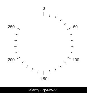 Dima di marcatura con manopola rotonda da forno con indicatori di temperatura Celsius. Pittogramma grafico a tema di cucina isolato su sfondo bianco. Illustrazione del contorno vettoriale. Illustrazione Vettoriale