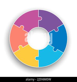 Diagramma infografico moderno a sei fasi Illustrazione Vettoriale