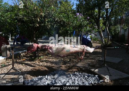 Giorno di Pasqua con la tradizionale torrefazione Foto Stock