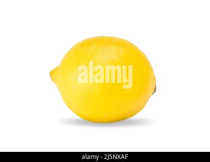 limone: un bel limone giallo rotondo e maturo isolato su sfondo bianco con ombra. Limone foto mature di alta qualità su sfondo bianco Foto Stock