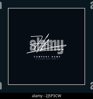 Lettera iniziale Logo HF - Logo stile firma disegnato a mano - modello di logo vettoriale per le iniziali del nome commerciale in stile firma Illustrazione Vettoriale