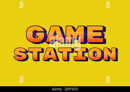 Effetti di testo modificabili Game Station , parole e font possono essere cambiati Illustrazione Vettoriale