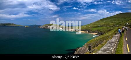 Blasket Islands, Dunmore Head e Coumeenoole Beach da Slea Head Dingle County Kerry, Irlanda Foto Stock