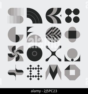 Logo Modernismo estetica vettoriale forme astratte collezione realizzata con forme geometriche minimaliste ed elementi grafici per poster, copertina, arte, regalo Illustrazione Vettoriale
