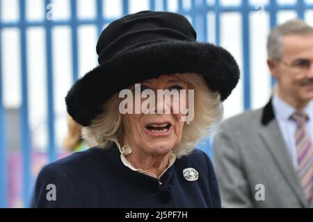 Camilla, duchessa di Cornovaglia visita Southend on Sea Foto Stock