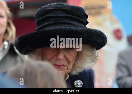 Camilla, duchessa di Cornovaglia visita Southend on Sea Foto Stock