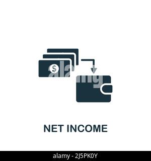 Icona reddito netto. Icona contabilità semplice monocromatica per modelli, web design e infografiche Illustrazione Vettoriale