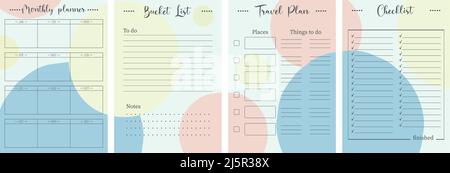 Set di pianificatori minimalisti. Pianificatore giornaliero e settimanale Illustrazione Vettoriale