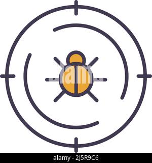 Icona di ricerca bug computer virus vettore di prova Illustrazione Vettoriale