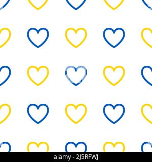 Ucraina bandiera di cuore texture vettore illustrazione senza giunture sfondo pattern. Stand con bandiera Ucraina. Bandiera Ucraina colore blu e giallo texture. Illustrazione Vettoriale