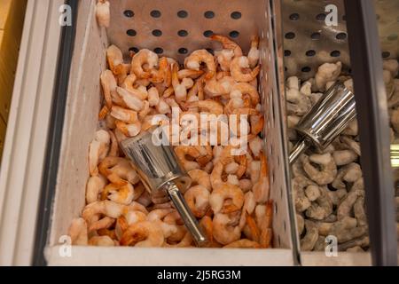 Vista ravvicinata dei frutti di mare surgelati isolati . Concetto di cibo sano. Svezia. Foto Stock