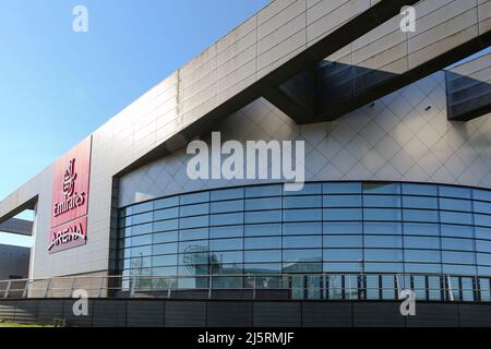 Emirates arena sport Stadium, noto anche come Sir Chris Hoy Velodrome, Glasgow, Scozia, Regno Unito Foto Stock