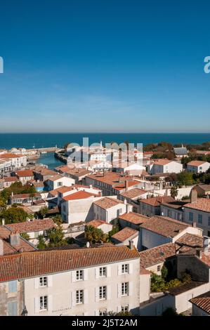 Saint-Martin-de-Re visto dal campanile della chiesa di Saint-Martin, Ile de Re, Charente-Maritime (17), Nouvelle Aquitaine regione, Francia Foto Stock