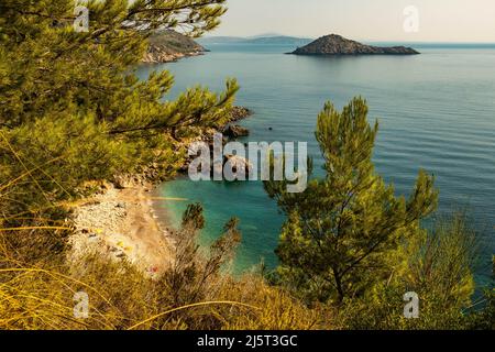 Vista della spiaggia 'spiaggia lunga' in Argentario, Toscana Foto Stock