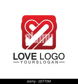 Logo design Love, logo design a forma di cuore Vector Illustrazione Vettoriale
