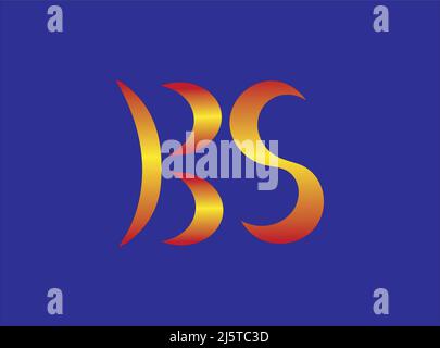 Grafica vettoriale che mostra un monogramma costituito dalle lettere B e S create a seguito di trasformazioni e Unione di un cerchio. Lo sfondo è bl Illustrazione Vettoriale