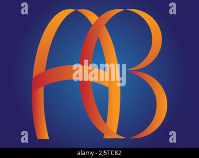 Grafica vettoriale che mostra un monogramma costituito dalle lettere A e B create a seguito di trasformazioni e Unione di un cerchio. Illustrazione Vettoriale