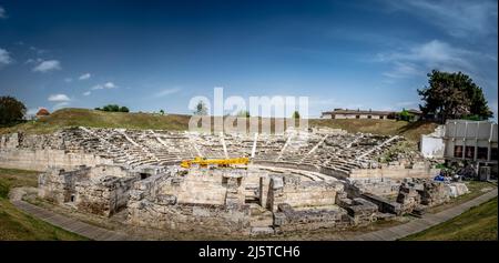 Foto panoramica del primo teatro antico di Larissa , Grecia Foto Stock