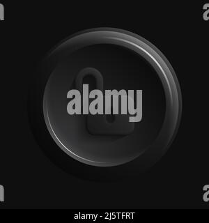 Icona di apertura del blocco nera. Sicurezza sbloccato elemento di progettazione isolato. Illustrazione vettoriale Illustrazione Vettoriale