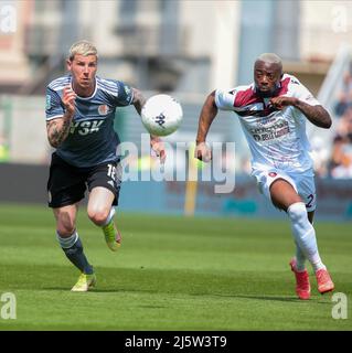 Stadio Moccagatta di Alessandria, Italia, 25/04/2022, Simone Corazza degli Stati Uniti Alessandria Calcio durante la Serie B italiana, partita di calcio tra noi Alessandria e Reggina 1924, allo Stadio Moccagatta di Alessandria, Italia, Photo Nderim Kaceli Foto Stock