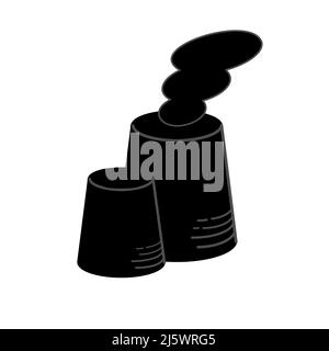 Black Power Plant con icona fumo, elemento di design. Concetto di inquinamento ambientale ed ecologia Illustrazione Vettoriale