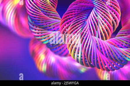 Sfondo astratto viola-blu con elementi intrecciati. 3D illustrazione in design moderno per poster freschi. Pulito e colorato Foto Stock