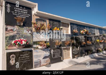 Cimitero a Teguise a Lanzarote, le isole Carnarie in Spagna è molto tradizionale Foto Stock