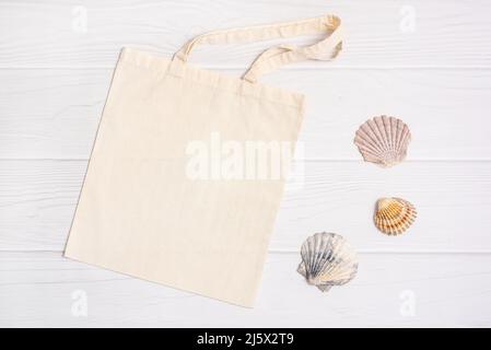 Modello bianco beige come tela per borsa shopping commerciale Foto Stock