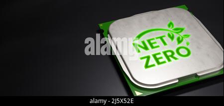Il concetto di neutralità del carbonio e zero netto ambiente naturale Una strategia a lungo termine neutrale dal punto di vista climatico emissioni di gas serra obiettivi con rete verde c Foto Stock