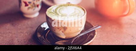 Verde Matcha Latte Foto Stock