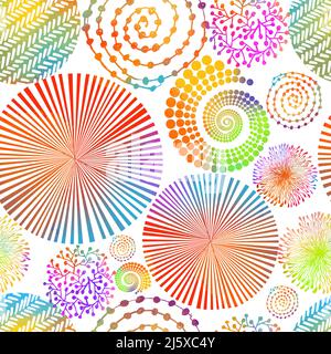 Sfondo grafico multicolore senza giunture da cerchi diversi. Illustrazione vettoriale Illustrazione Vettoriale