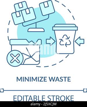 Icona del concetto di turchese per ridurre al minimo gli sprechi Illustrazione Vettoriale
