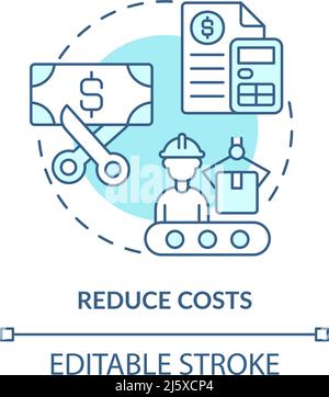 Ridurre i costi icona di concetto turchese Illustrazione Vettoriale
