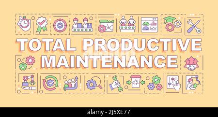 Banner arancione sui concetti di manutenzione produttiva totale Illustrazione Vettoriale