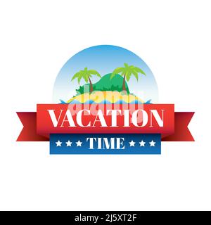 Vacanza tempo tropicale isola cartone animato Illustrazione Vettoriale