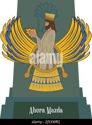 Vettore di illustrazione isolato di divinità mitiche persiane, Illustrazione Vettoriale
