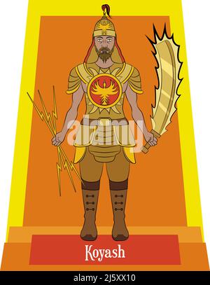 Vettore di illustrazione isolato di divinità mitiche mongolo, koyash Illustrazione Vettoriale